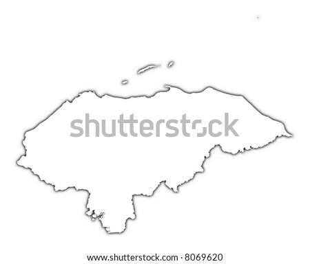 Honduras Outline Map With Shadow. Detailed, Mercator Projection. Stock ...