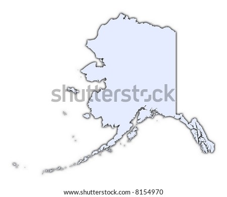 Alaska (Usa) Light Blue Map With Shadow. High Resolution. Mercator ...