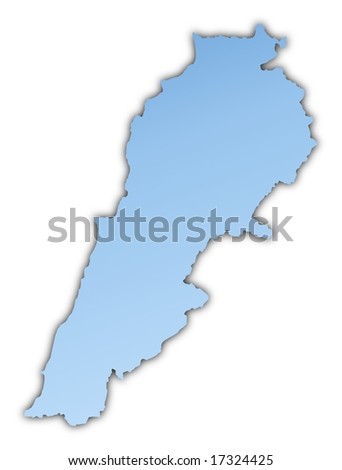 Lebanon Map Light Blue Map With Shadow. High Resolution. Mercator ...