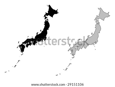 Japan Map. Black And White. Mercator Projection. Stock Vector ...