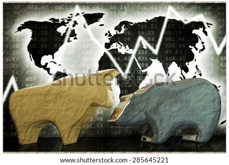 Bull and Bear (gold and silver) - vintage