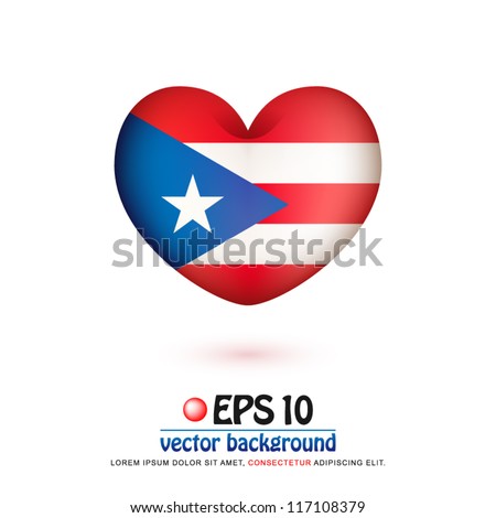 Vector Illustration Of Flag Of Puerto Rico In Valentine Heart Shape ...