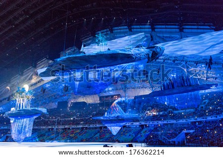 Sochi, RUSSIA - February 7, 2014: Opening ceremony of Sochi 2014 XXII Olympic Winter Games
