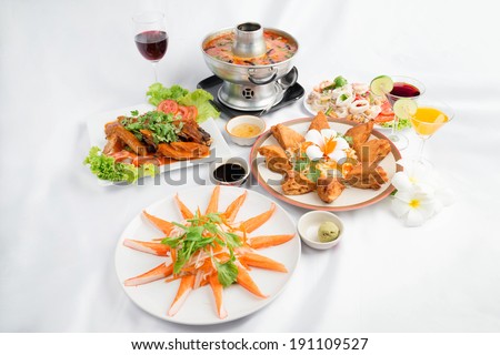 Set of Thai food popular menu , dish Thai , Thai dish ,south east asian food.