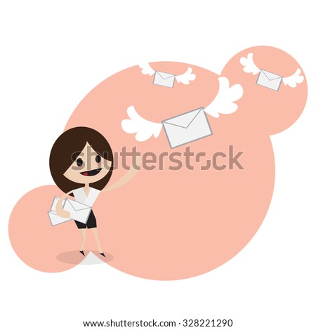 Businesswoman send email for contact