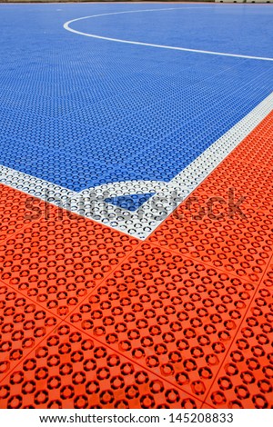 White stripe on the soccer field rubber flooring