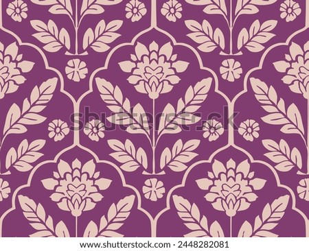 Seamless hand drawn pattern block print batik vector. Indian Traditional Floral block print screen print seamless repeat pattern