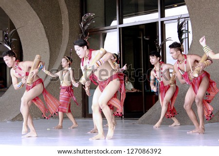 MANILA, PHILIPPINES -FEB 3:Ifugao Dancers perform cultural dance in Pasinaya 2013 on February 3, 2013 in CCP Manila. The Pasinaya Open House Festival is the largest multi-arts in the Philippines.
