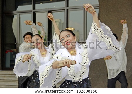 MANILA, PHILIPPINES -MARCH 16: Dancers perform cultural dance in Pasinaya 2014  on March 16, 2014 in CCP Manila. The Pasinaya Festival is the largest  multi-arts presentation in the Philippines.