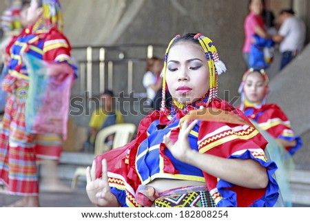 MANILA, PHILIPPINES -MARCH 16: Dancers perform cultural dance in Pasinaya 2014  on March 16, 2014 in CCP Manila. The Pasinaya Festival is the largest  multi-arts presentation in the Philippines.