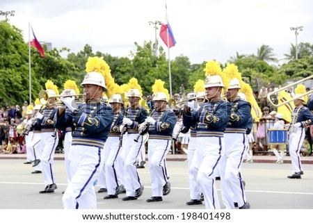 MANILA, PHILIPPINES- JUNE 12: Military academy perform at The Philippines Independence day on June 12, 2014 in Manila. The Philippines celebrate the 116th Independence Day.