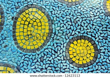 An abstract mosaic arts of different shape tiles