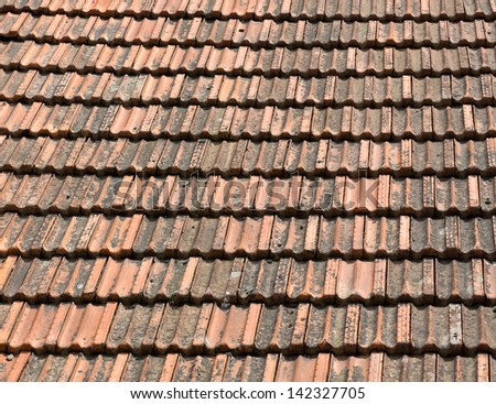 Old roof tiles - traditional roof in mediterranean countries