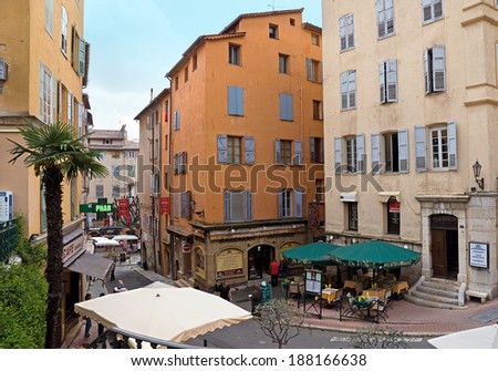 GRASSE, FRANCE - MAY 3: Architecture of Grasse Town in the southern France on May 3, 2013 in Grasse, France. Grasse is famous for its perfume industry. The city was founded in the XI century.