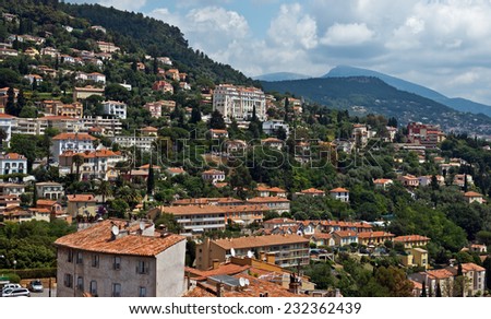 GRASSE, FRANCE - JUNE 2, 2014: Panoramic view of Grasse Town in the southern France. Grasse is famous for its perfume industry. The city was founded in the XI century.