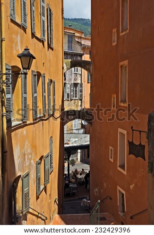 GRASSE, FRANCE - JUNE 2, 2014: Architecture of Grasse Town in the southern France. Grasse is famous for its perfume industry. The city was founded in the XI century.