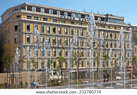 NICE, FRANCE - JUNE 3, 2014: View on the Grand Hotel Aston. Hotel is founded in the early 1930s.