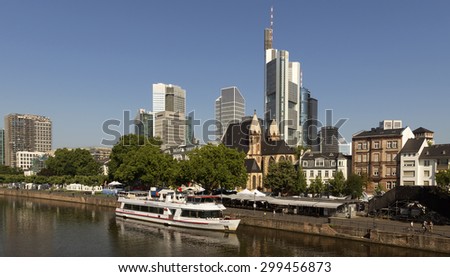 FRANKFURT AM MAIN, GERMANY - JULY 2, 2015: View of Frankfurt am Main, Germany. Frankfurt is the fifth-largest city in Germany.