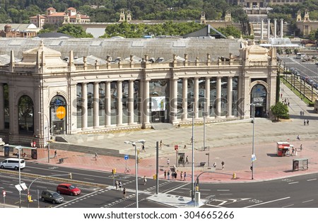 BARCELONA, SPAIN - JULY 8, 2015: Fira Barcelona - a trade show and exhibition center in Barcelona, Spain. It was built in 1929 to International Exposition.