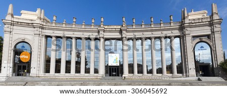BARCELONA, SPAIN - JULY 8, 2015: Fira Barcelona - a trade show and exhibition center in Barcelona, Spain. It was built in 1929 to International Exposition.