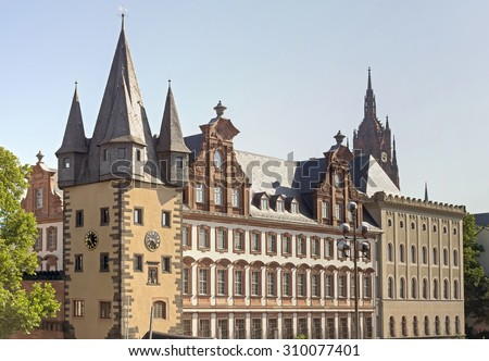 FRANKFURT AM MAIN, GERMANY - JULY 2, 2015: History museum in the old town of Frankfurt am Main, Germany. Frankfurt is the fifth-largest city in Germany.