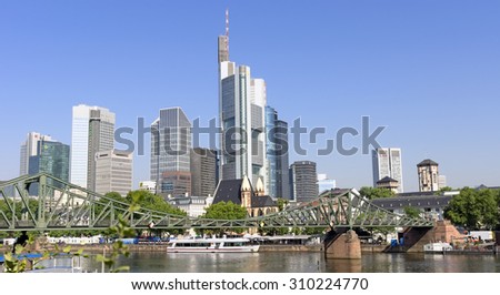 FRANKFURT AM MAIN, GERMANY - JULY 2, 2015: View of Frankfurt am Main, Germany. Frankfurt is the fifth-largest city in Germany.