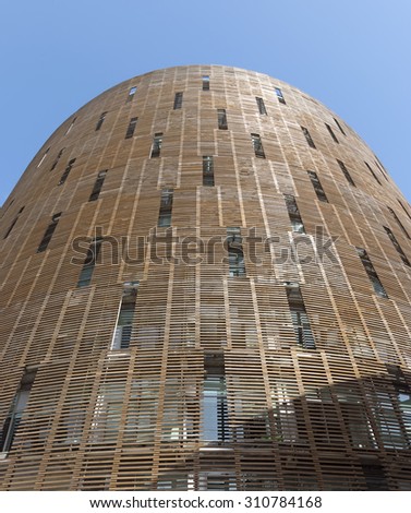 BARCELONA, SPAIN - JULY 4, 2015: Building of Biomedical Research Park (Parc de Recerca Biomedica) in Barcelona, Spain
