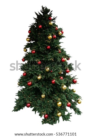 Christmas Tree Isolated On A White Background. Clipping Path Included