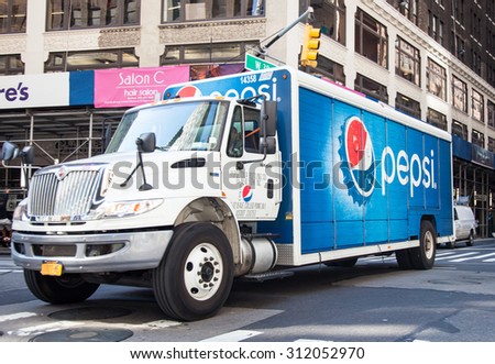 NEW YORK CITY, USA - SEPTEMBER, 2014: Pepsi truck in New York City