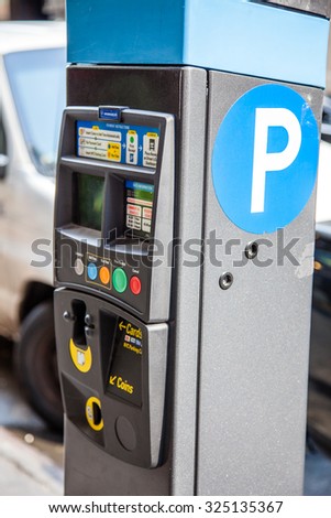 NEW YORK CITY, USA - CIRCA SEPTEMBER 2014: Parking ticket machine in New York City