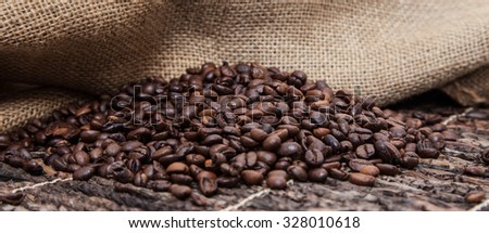 Pile of fresh roasted coffee beans