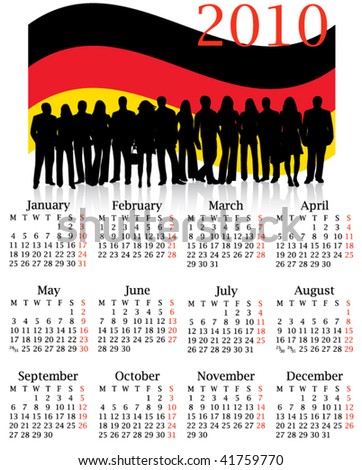 Illustration of calendar for 2010. year