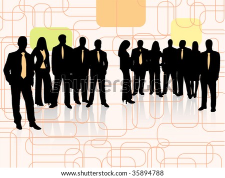 Illustration of business people and abstract