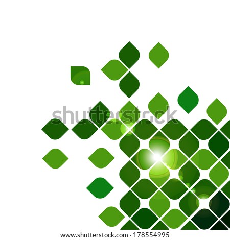 Green abstract background with Round square design