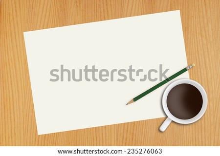 notebook with pencil and coffee cup