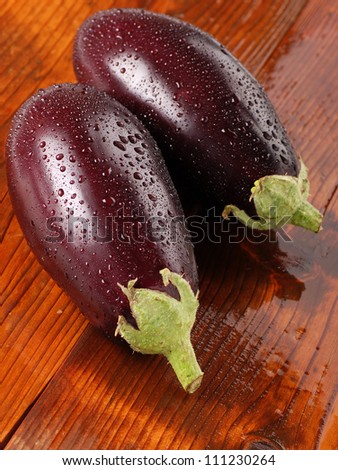 aubergine with drops of water