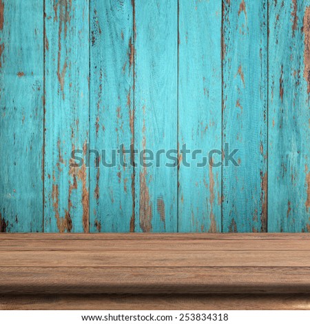 Vintage wood table in wood wall room. Foto stock © 