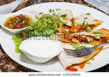 Mexican food restaurant on a white dish