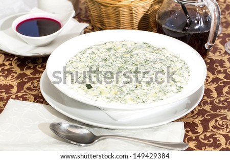 cold soup of milk and vegetables