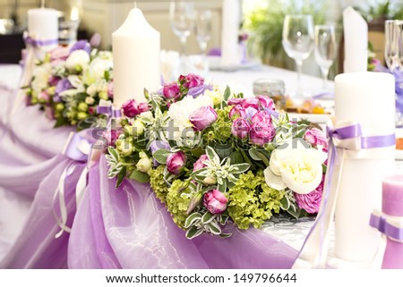 bouquet on a table in a restaurant