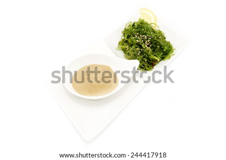 salad with exotic marine algae on a white background