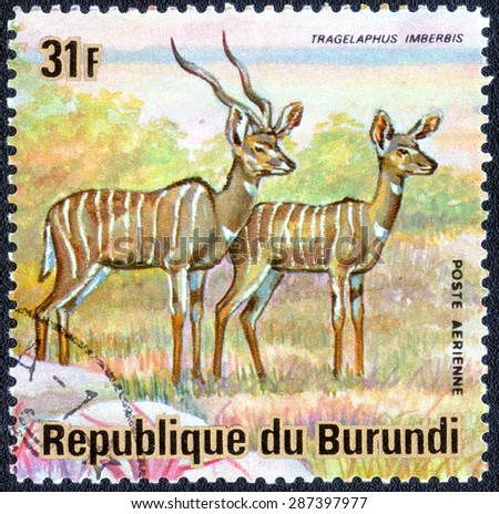 BURUNDI - CIRCA 1976: A stamp printed by Burundi shows a series of images 