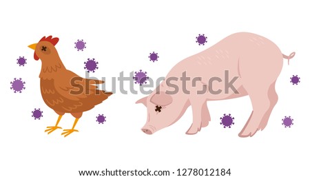 Illustration of avian influenza and swine flu Photo stock © 