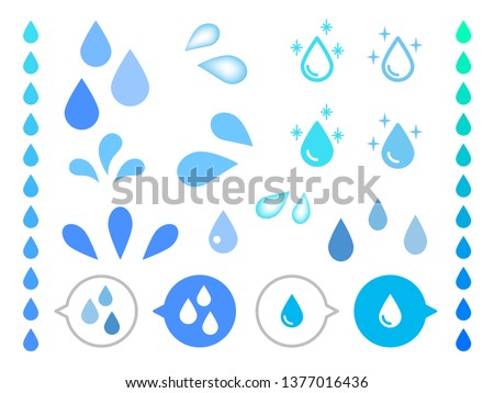 Different shape of realistic water drops vector on white background.