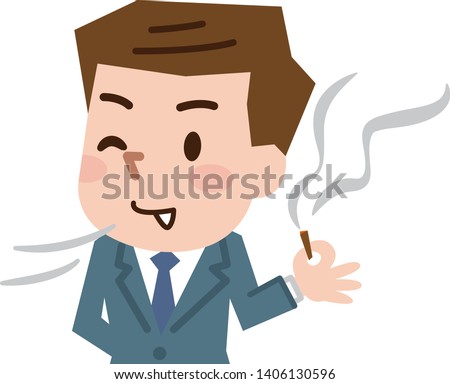 Man is smoking a cigarette. Tobacco dependence.