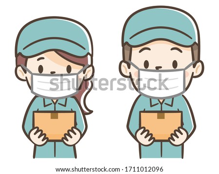 Male and female workers with luggage