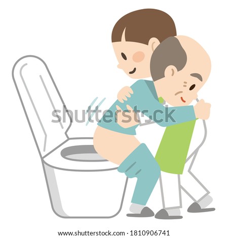 Female caregiver assisting the toilet
