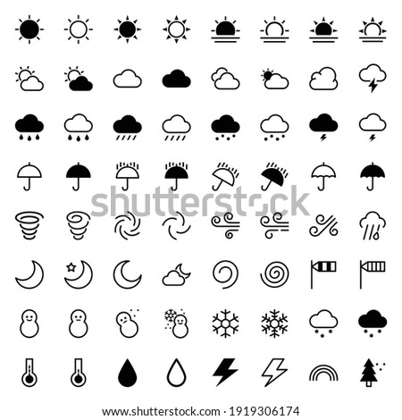 Set of simple climate icons in flat style.