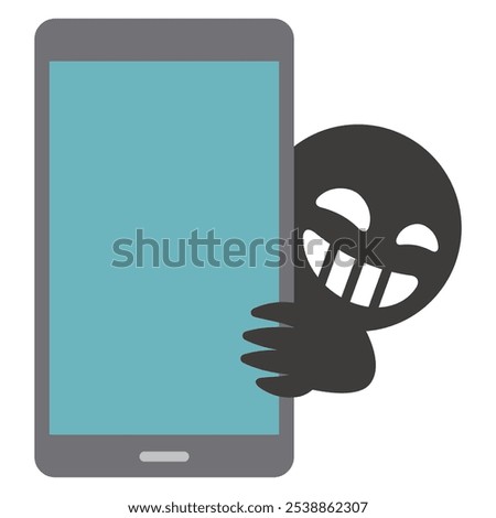 Simple vector illustration of evil lurking in your smartphone