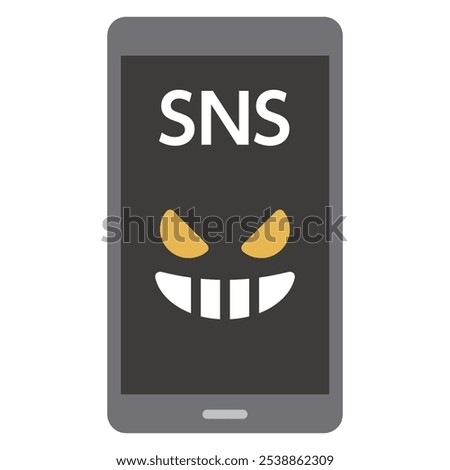 Simple vector illustration of evil lurking on social media